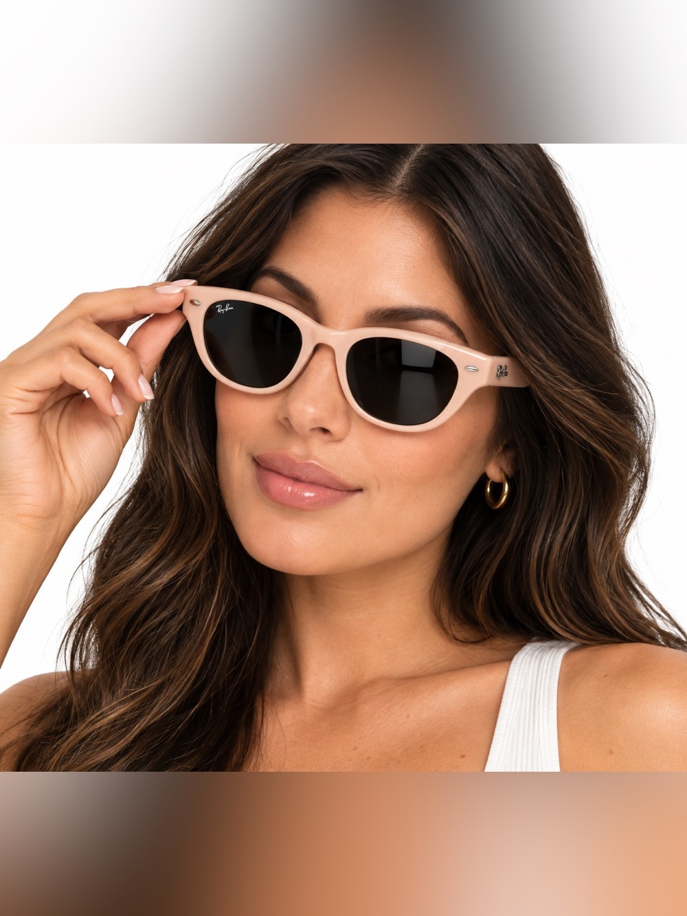NEW Ray-Ban 55-19-145 Women’s Pale Pink Classic Oval Sunglasses RB4457